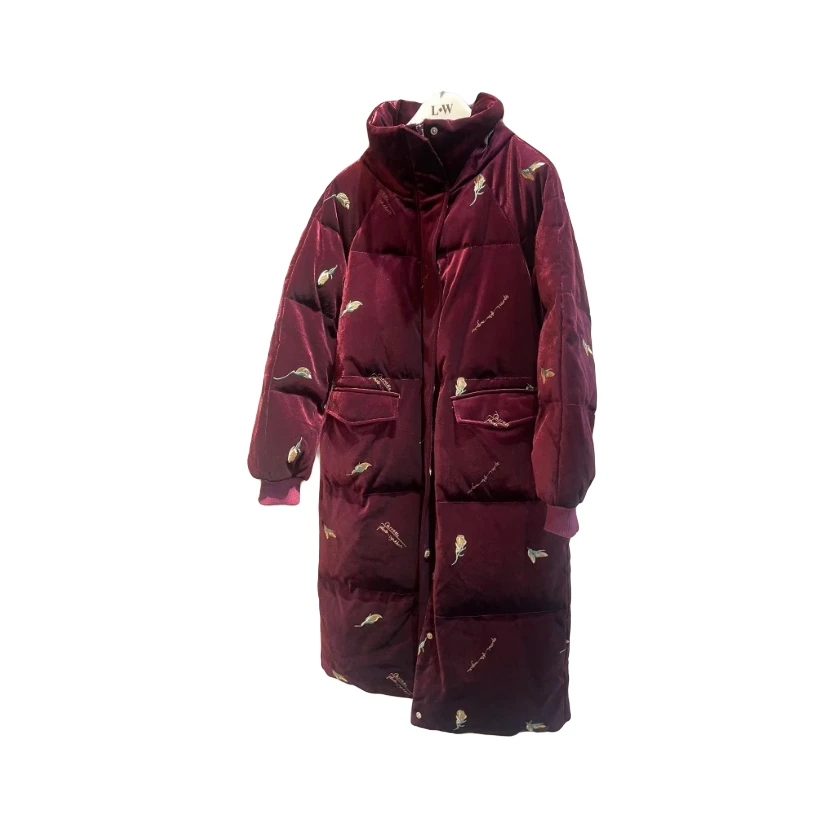 冬季设计感气质轻奢时尚百搭简约休闲宽松刺绣长款羽绒服LAH99088