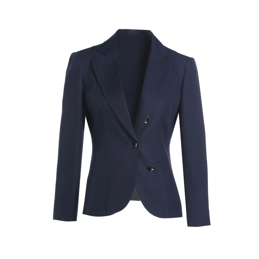 设计师款高级气质时尚百搭藏蓝色设计师桑蚕丝西装外套LBD81008S