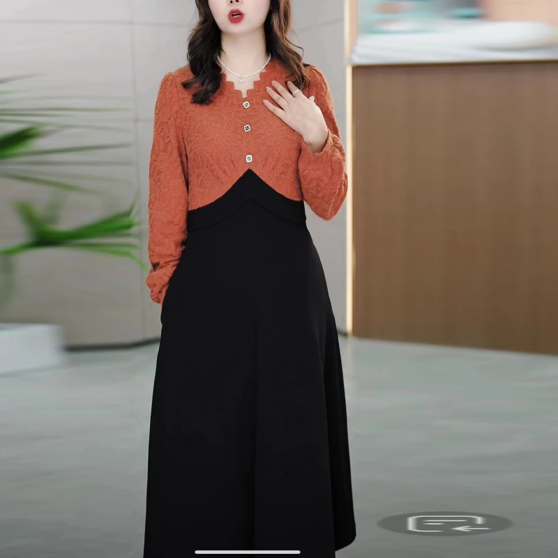 高定款内搭外穿都好看的轻奢高端法式浪漫中长款时尚连衣裙M-4XL