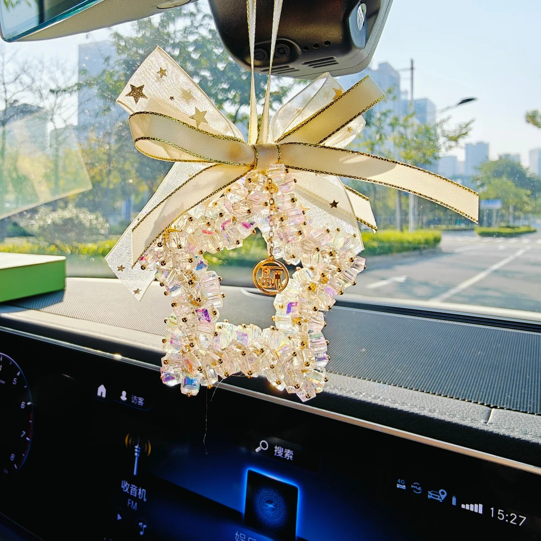 高端炫彩五角星汽车挂件车载水晶后视镜装饰