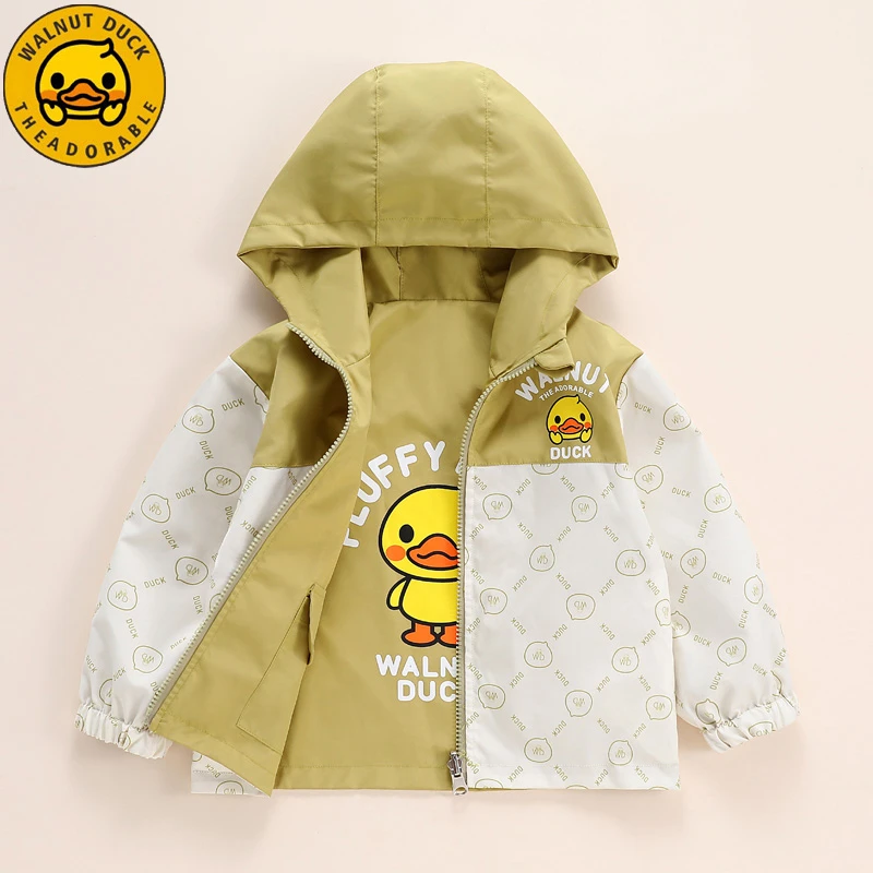 小黄鸭童装男童秋装外套2025新款儿童冲锋衣洋气宝宝春秋连帽风衣