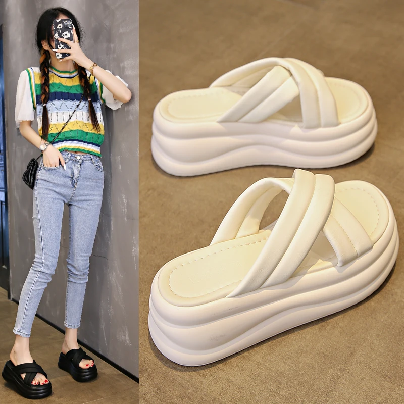33小码夏季外穿ins凉拖鞋2025年新款时尚百搭小个子女生增高拖鞋