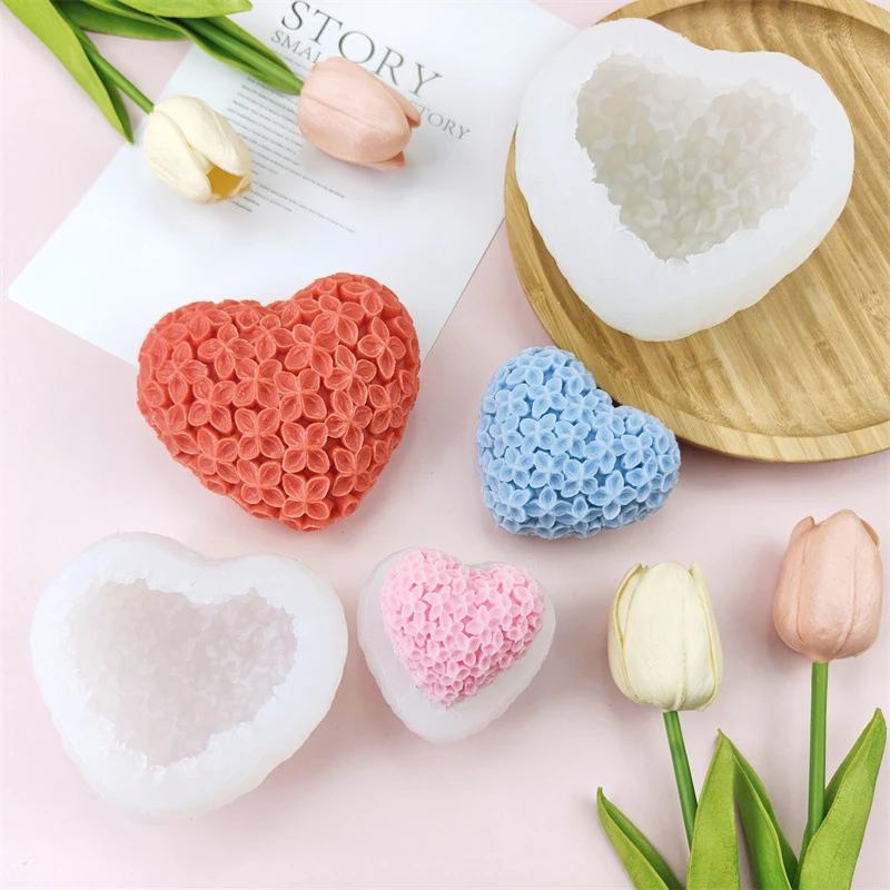 DIY爱心花朵硅胶模具巧克力烘焙蛋糕装饰模 香薰蜡烛手工皂捏捏模