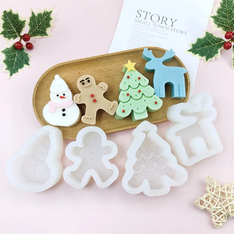 圣诞树雪人硅胶模具 姜饼人石膏摆件香薰蜡烛模圣诞系列 蛋糕烘焙