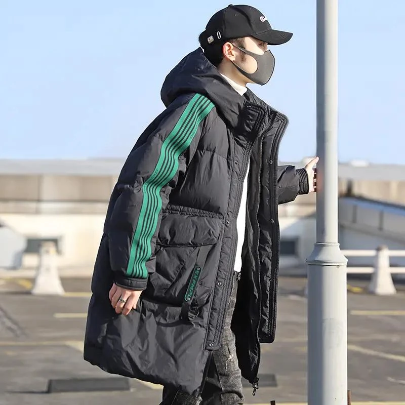 波司澄高端羽绒服男中长款2023冬季新潮青少年轻感连帽加厚保暖大