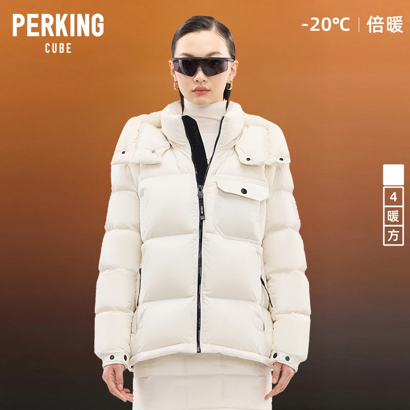 白鹅绒户外滑雪羽绒服男女同款2024冬季新品短款连帽加厚保暖外套