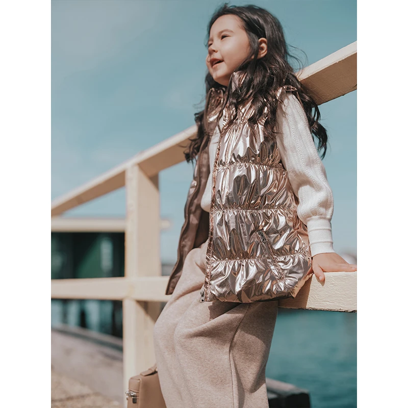 PISELLI史豌豆女童香槟金夹棉背心 Y3888