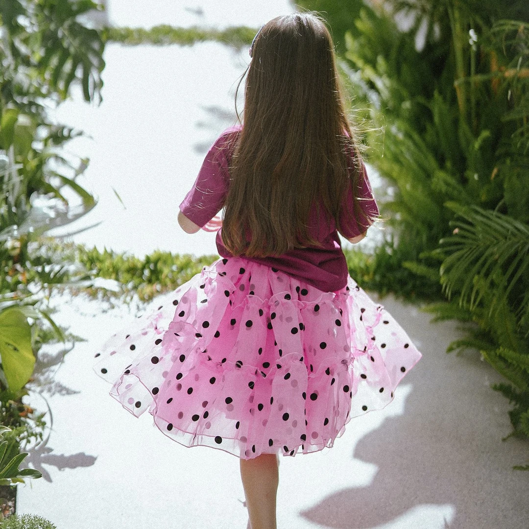 史豌豆女童仙甜欧根纱松紧腰多层半身裙 K1346