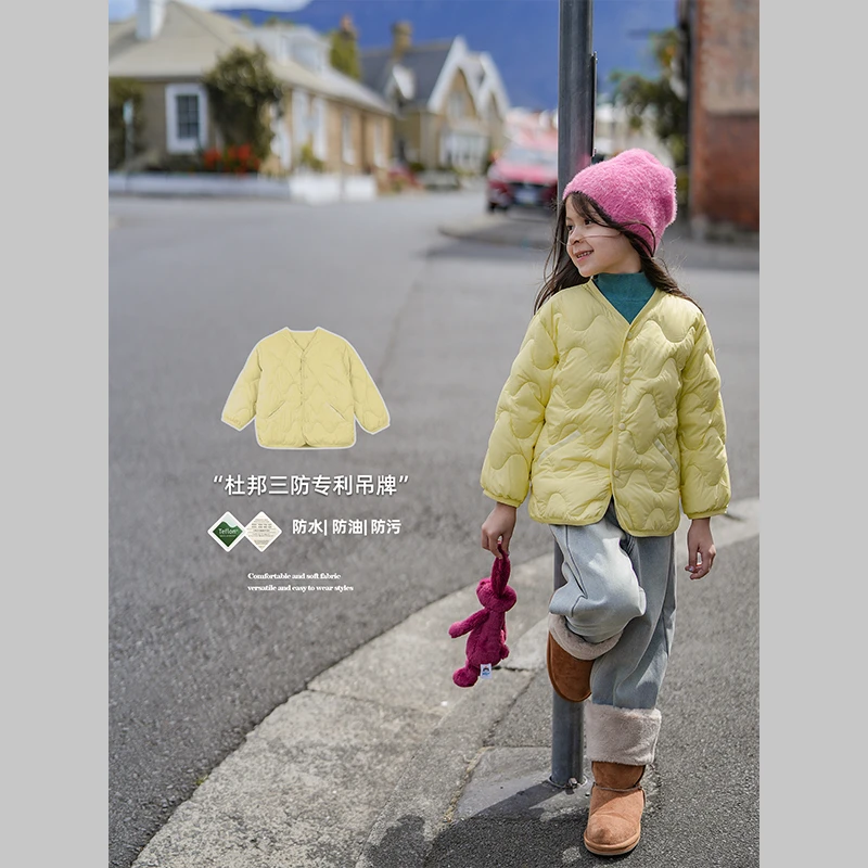 史豌豆女童鹅黄轻薄型可外穿羽绒内胆 Q1086