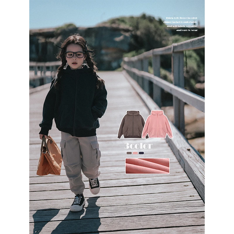 PISELLI史豌豆女童加厚连帽拉链外套 Q1283