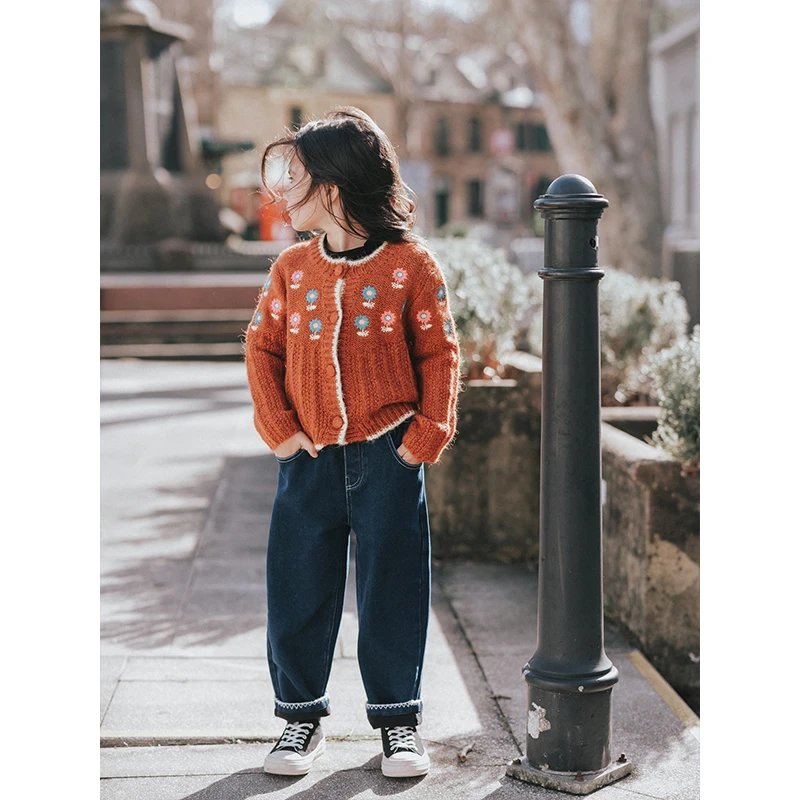 PISELLI史豌豆女童绣花针织开衫 Q1119