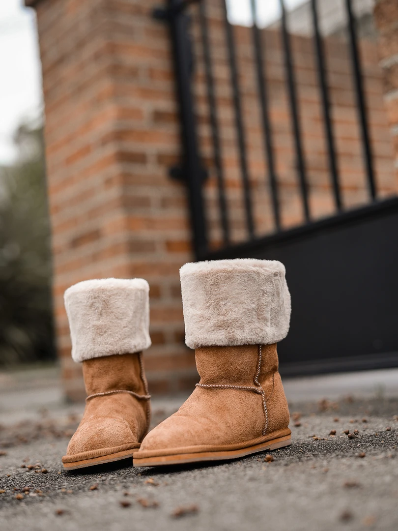 史豌豆女童仿兔毛拼接洋气好搭中筒靴 X114