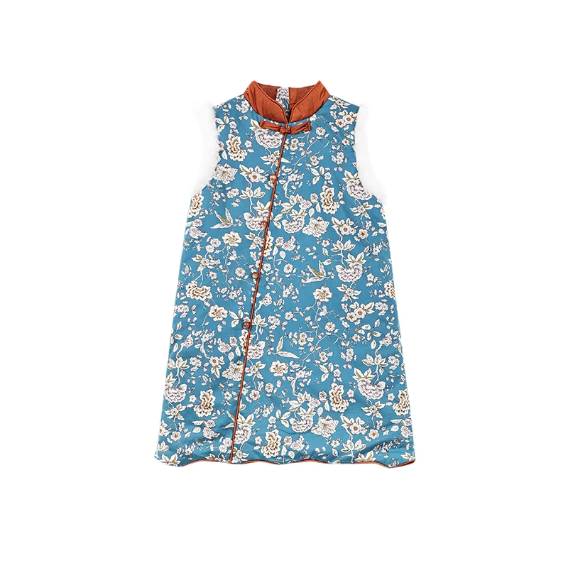 史豌豆女童年服系列碎花旗袍裙 Y2864