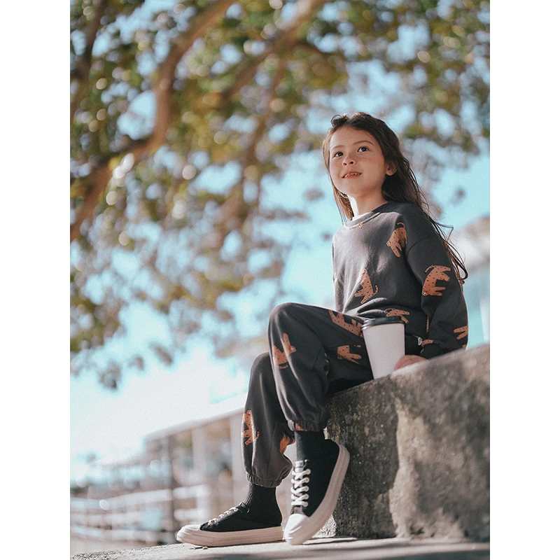 PISELLI史豌豆女童花豹卫衣套装 Y2913