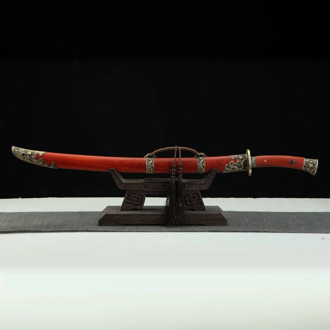 【龙纹刀】手工纯铜侠客铁匠绣春锻造花纹钢淬火收藏摆件漂亮雁翎刀