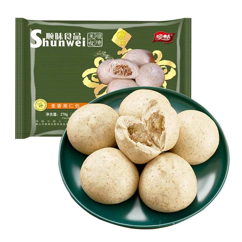 顺味270克6个装麦香果仁包精选鲜香美味广式冷冻加热即食包子