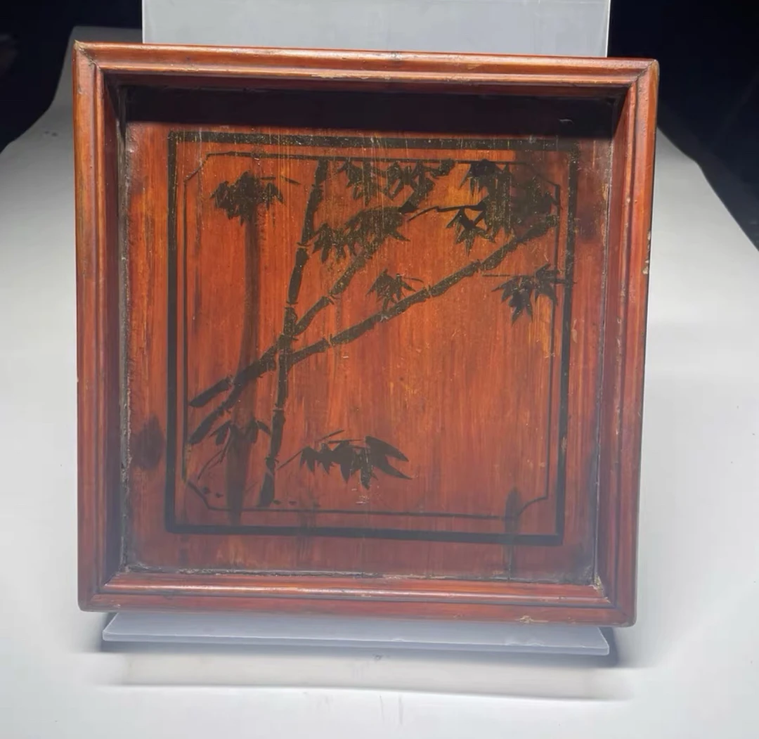 茶室摆件茶盘书房空间用具复古小件盛放文房用品（长23宽23高3.5）