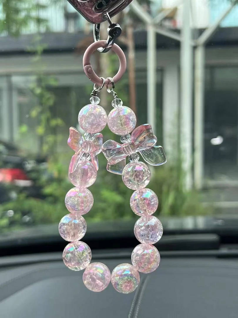 网红款爱心珍珠链钥匙扣配饰