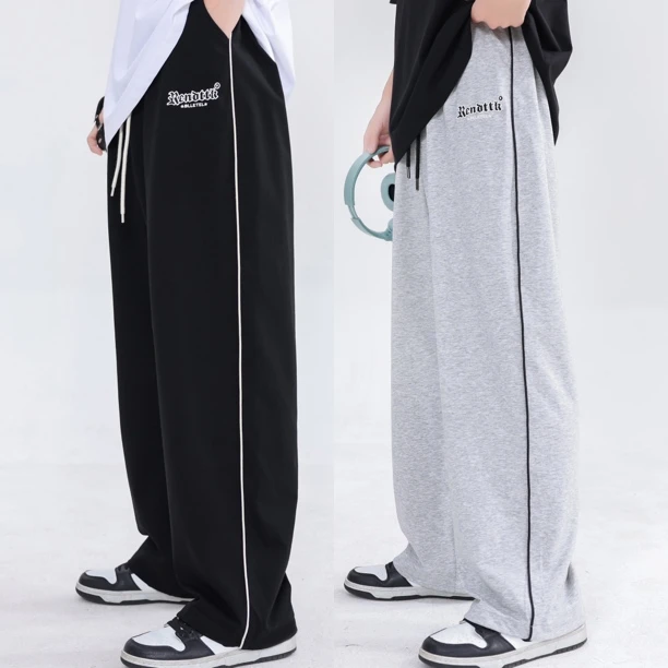 m【现货福利】青少年秋季新款侧边条长裤基础简约宽松休闲运动裤