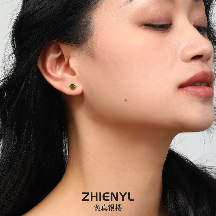 炙真银楼 足银耳饰 999纯银耳钉女高级感耳环小众设计迷你养耳洞