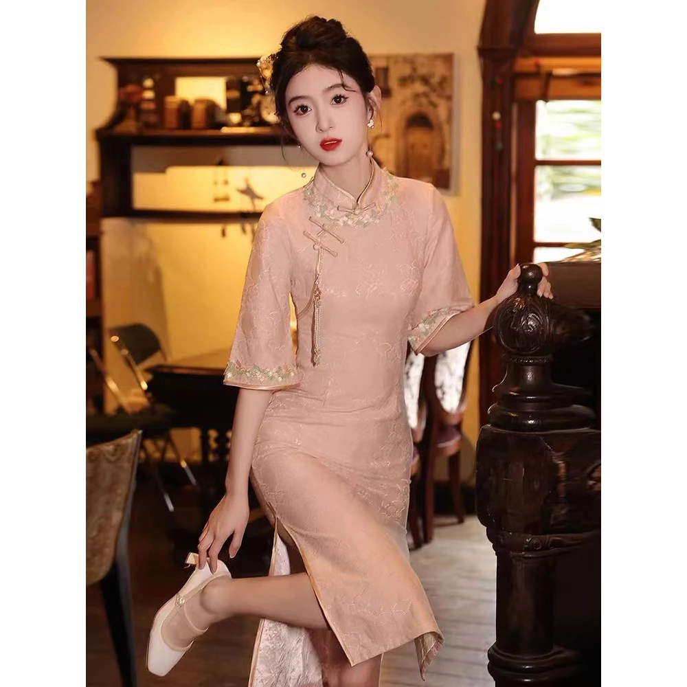 浮萍 新中式少女国风改良旗袍2024秋季新款气质订婚日常连衣裙