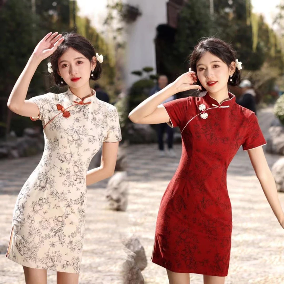 木棉花 2025夏季新款时尚百搭中国风日常百搭小个子短款改良旗袍