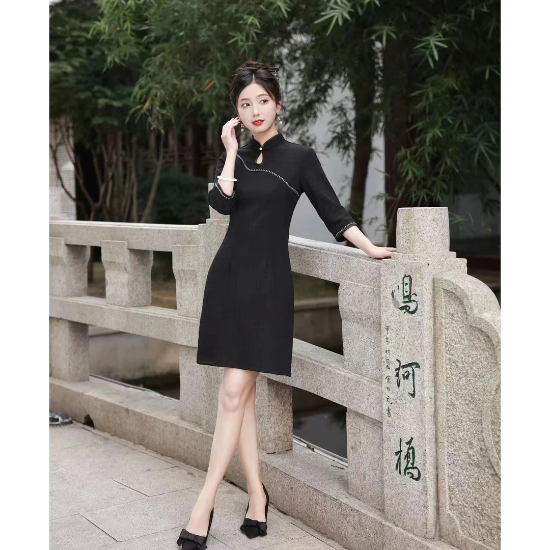 倾城--新款春秋季短款气质修身时尚中国风小个子显瘦改良旗袍