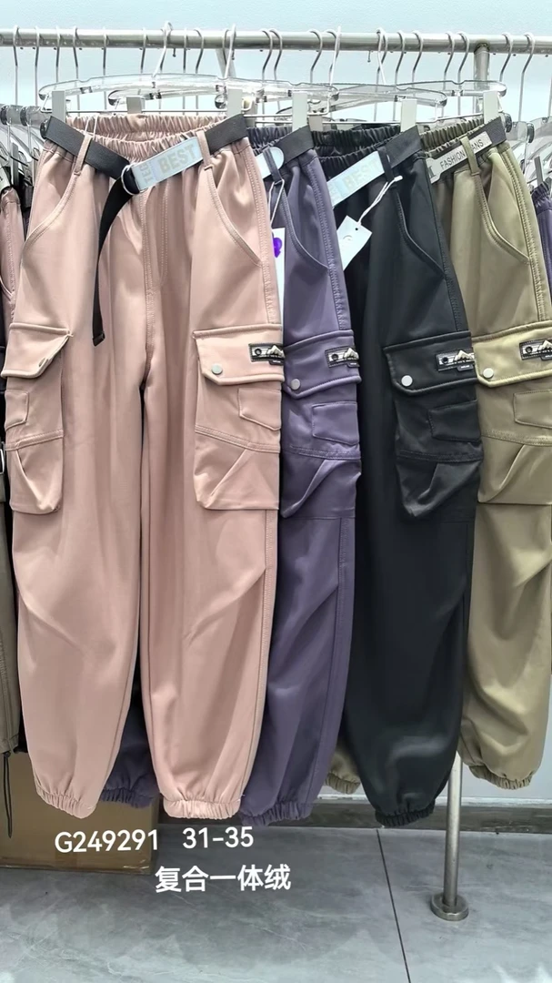 青少年工装裤，加绒裤子，一体奥利绒工装裤