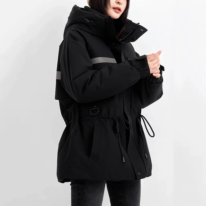 （工装连帽羽绒服）冬季潮流无缝压胶保暖贴标工装连帽休闲外套tz