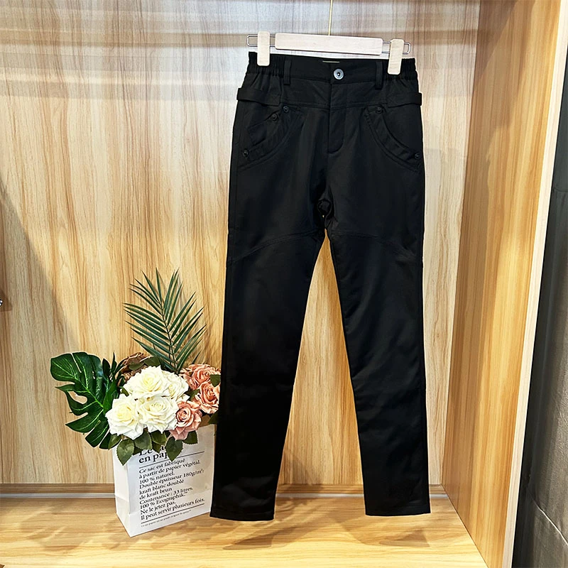 （外贸单羽绒裤）秋冬季简约基础百搭显瘦保暖外穿半松紧腰裤子Z