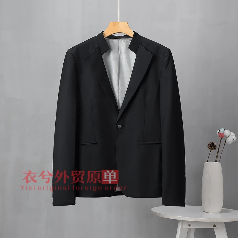 （纯色简约款）春秋新款休闲时尚经典潮流黑色简约百搭款西服外套