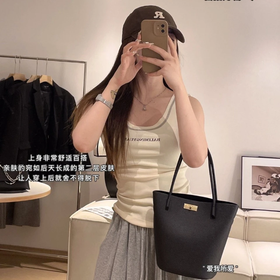 （韩国订单）东大门发热背心超大弹力字母印花修身版型秋衣打底衫