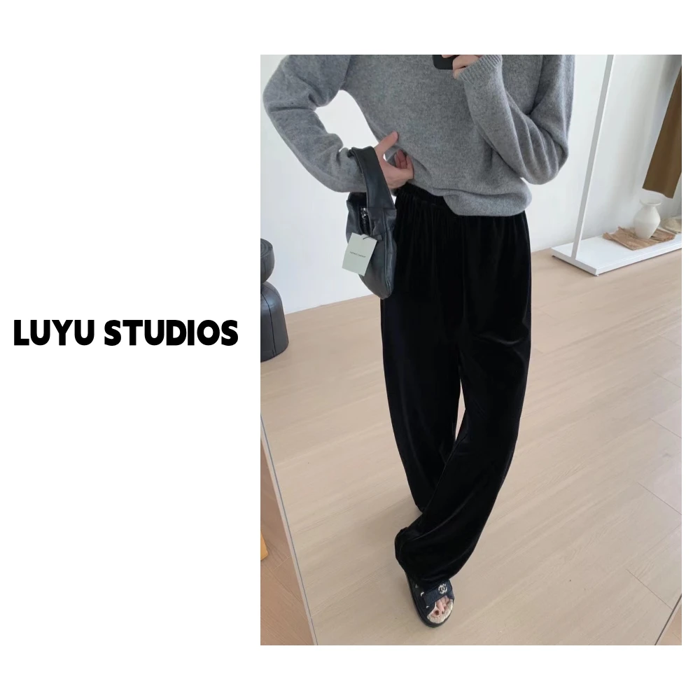 LUYU 直筒 百搭 秋季 质感 丝绒裤
