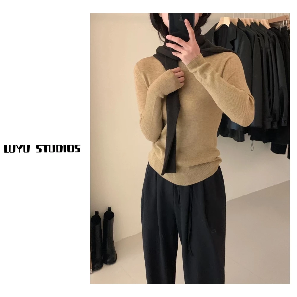 LUYU 超细羊毛 纯色 百搭 圆领 打底衫