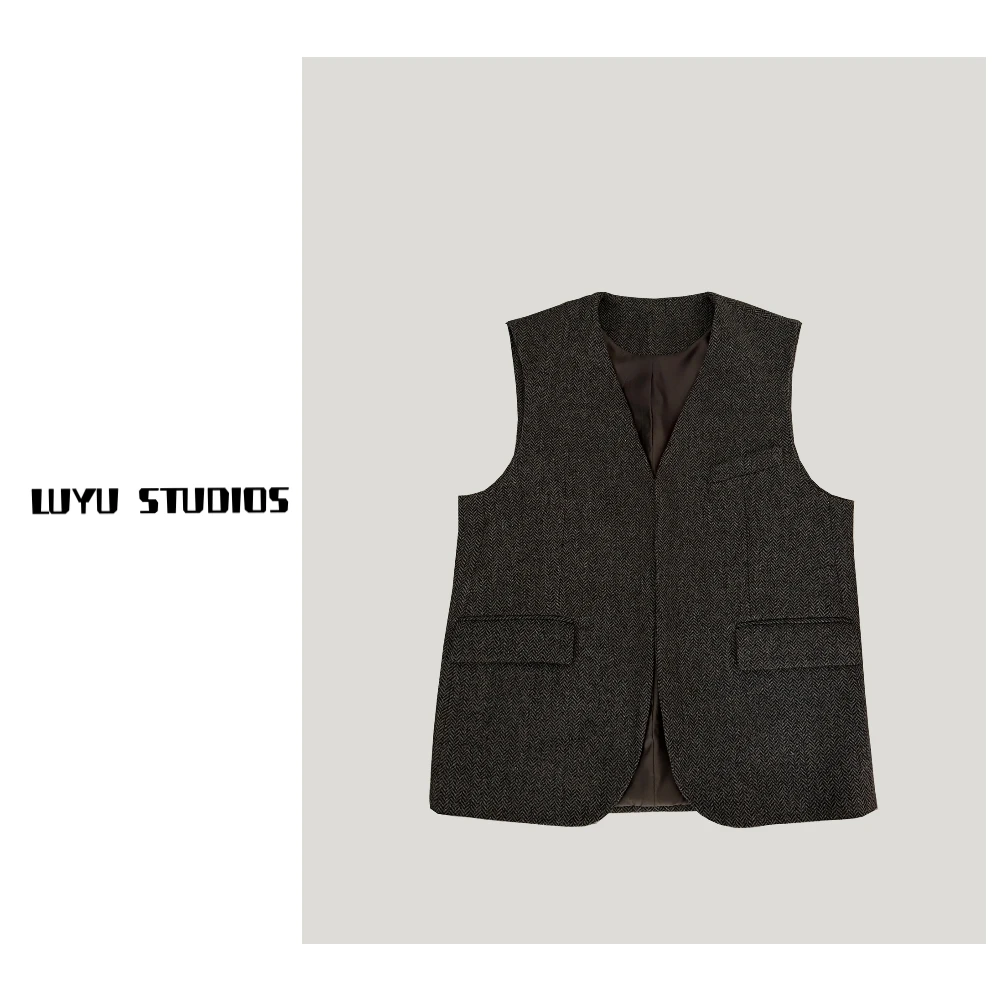 LUYU  复古风 百搭 简约 设计感马甲