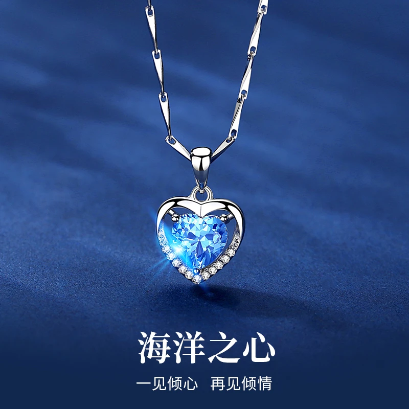 坠链均足银合成锆石 999纯银项链女锁骨链高级感吊坠轻奢饰品首饰