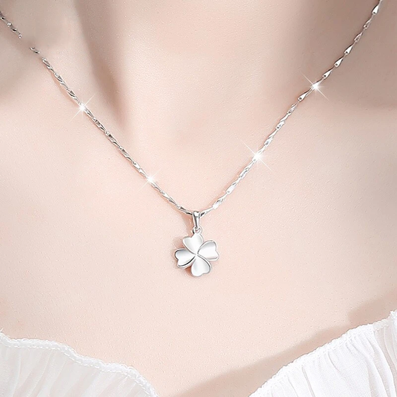 坠链均足银 999纯银项链女四叶草锁骨高级感吊坠小众轻奢饰品首饰