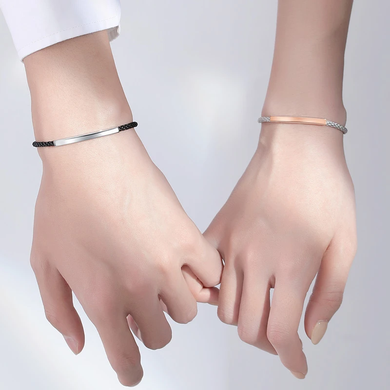 925银手链 情侣手链一对定制编织手绳女男ins小众设计高级感