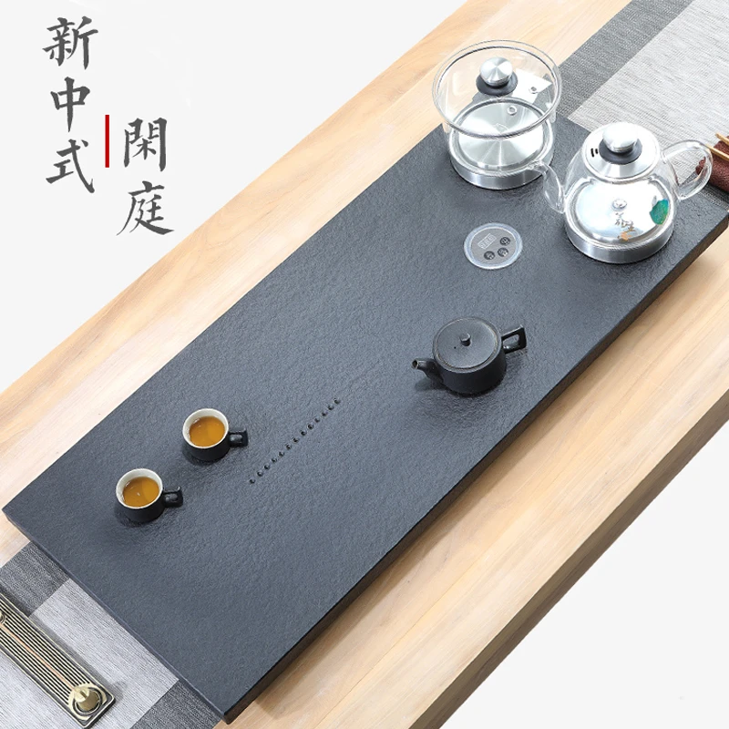 乌金石茶盘套装全自动上水茶台烧水壶一体电磁炉带烧水石茶台大号
