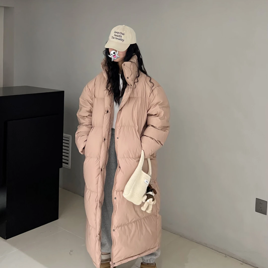 9066秋冬白鸭绒加厚大被子长款立领羽绒服韩版情侣男女同款羽绒服