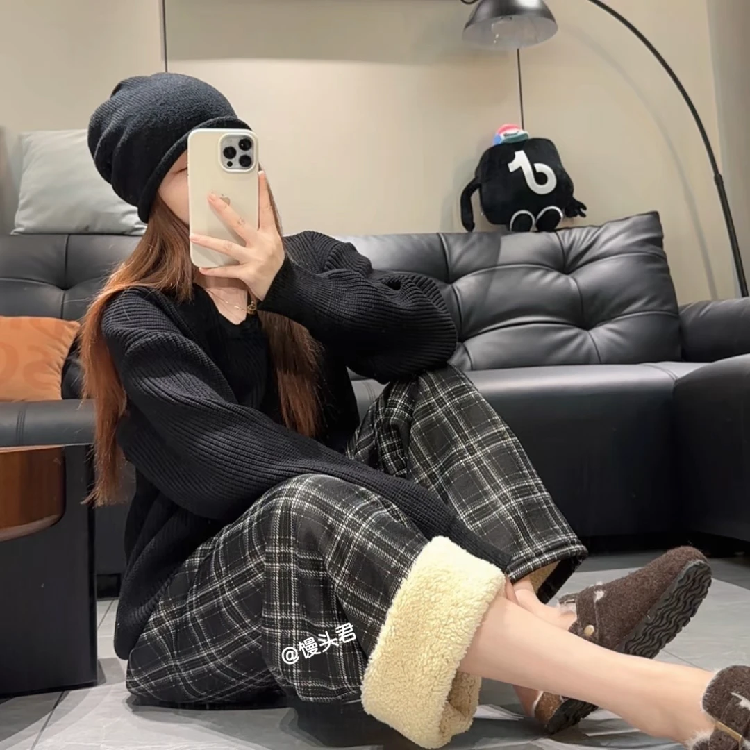 【现货清】冬款加绒情侣睡裤男女款秋冬加绒加厚可外穿格子家居裤