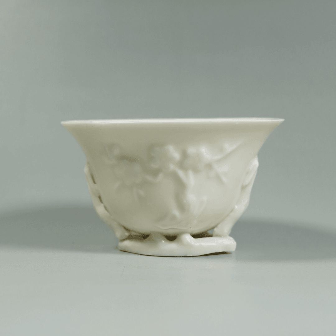HX03008082299/清代/德化窑甜白釉梅花杯 古董瓷器 文物收藏
