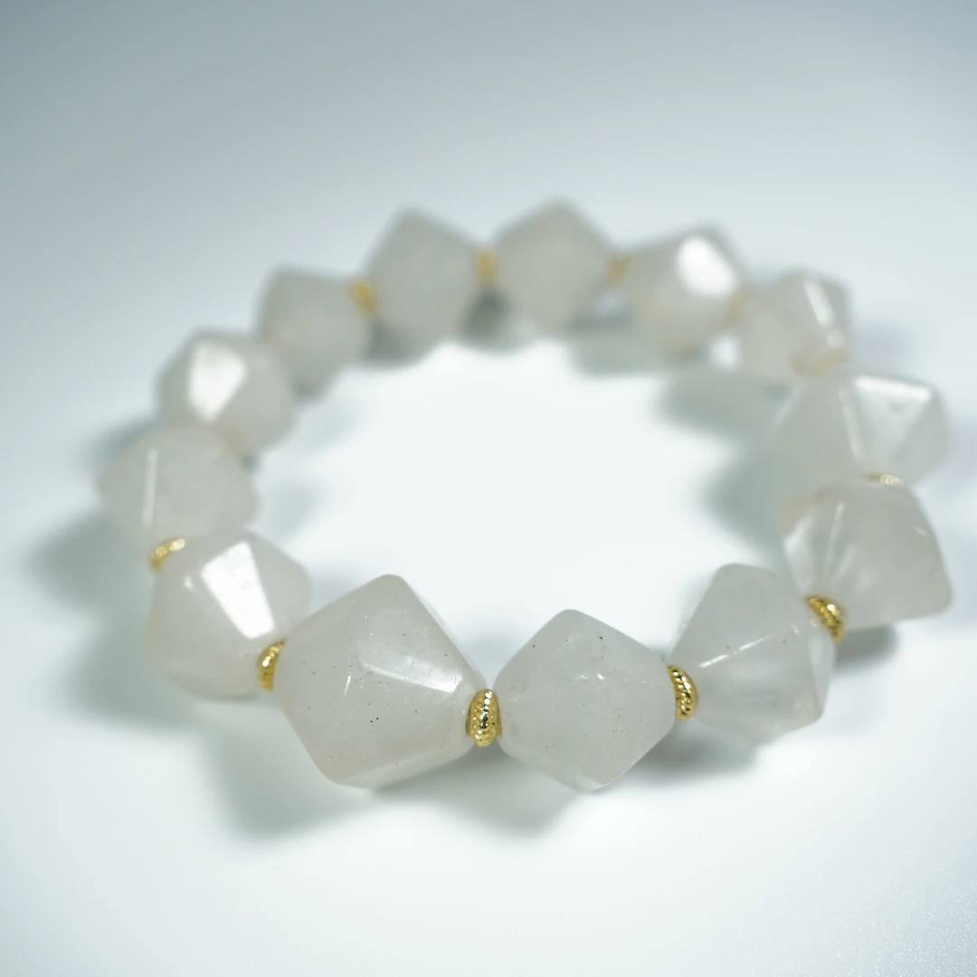 H2412022951-003/明代-15世纪/双锥白水晶管珠手串古董 文玩  