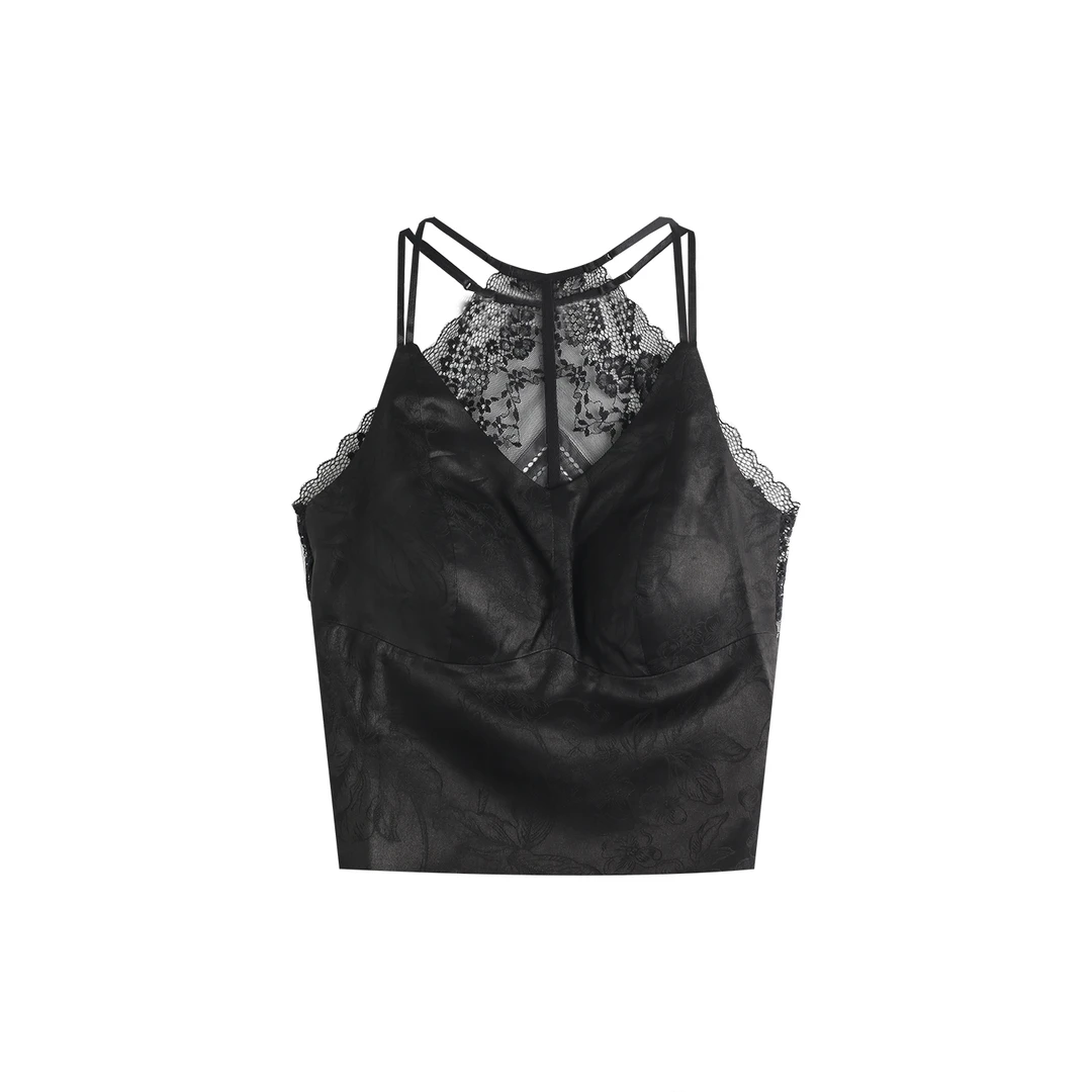 多色新款桑蚕丝蕾丝花萝提花女装吊带美背