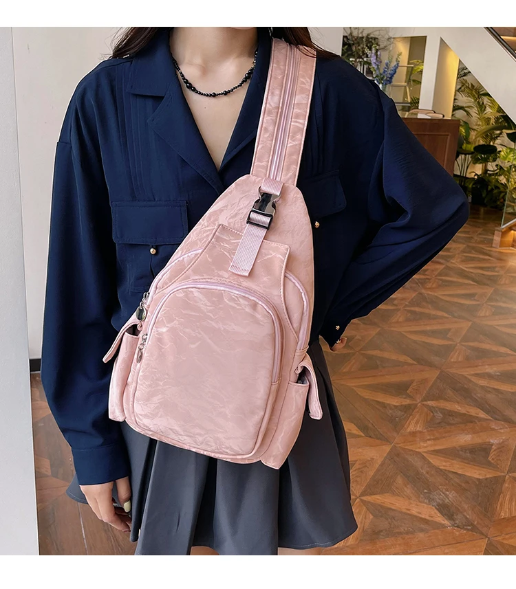 新款时尚斜跨迷你双肩包女士多功能休闲百搭斜跨包多用胸包软女士