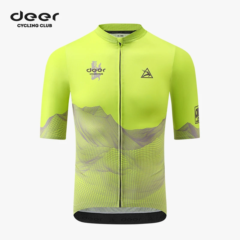 特惠【男款】见山青柠黄国潮定制骑行服石墨烯夏短袖长袖排汗速干