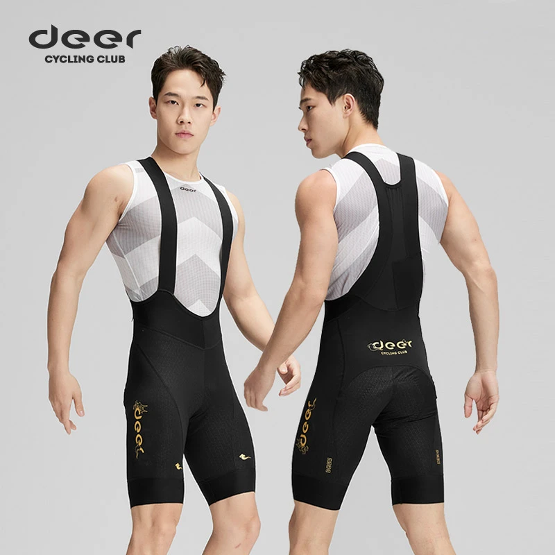 deer【金龙】竞技压缩骑行裤男女夏短裤双箭头裤垫自行车背带裤