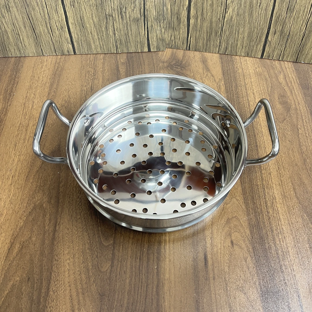 26CM镜面汤锅（双耳专用蒸格 ）不锈钢加厚可以叠多层 家用蒸笼蒸屉