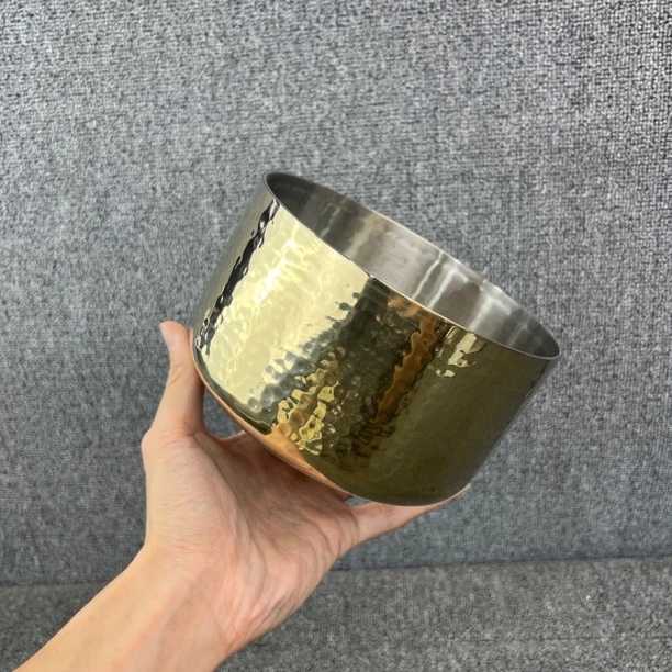 16CM*高9cm金色锤纹料理罐五层钢加厚奶锅316不锈钢碗家用迪尼兰