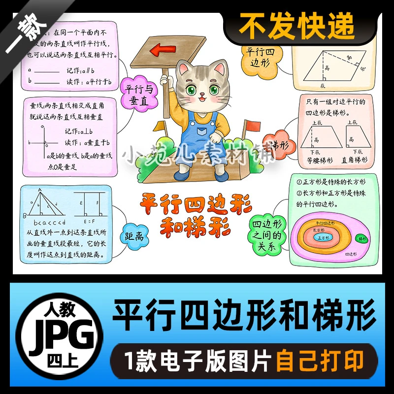 B813人教四年级数学上册第五单元平行四边形和梯形思维导图电子版